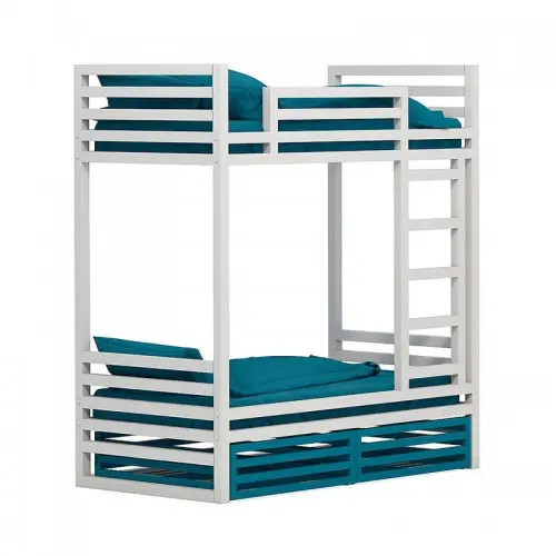 Кровати для детской Двухъярусная кровать башня белый с ящиками